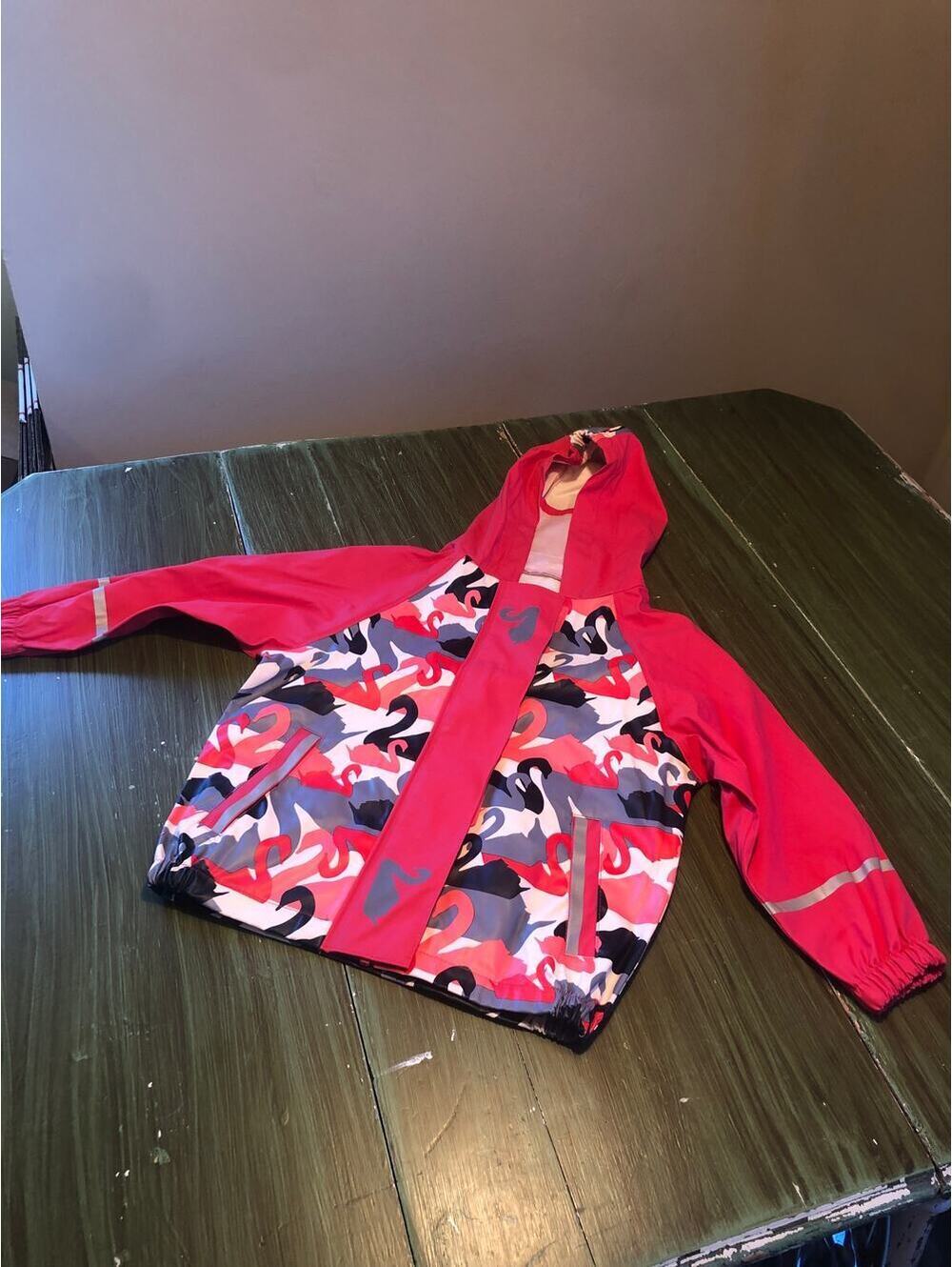 Lupilu NWOT Girl's Pink Swan Hooded Rain Jacket - Size 2-4 Years
